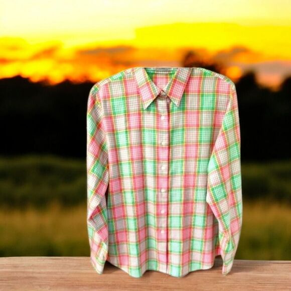 Foxcroft Classic Fit,Wrinkle Free Plaid Shirt 1X - Picture 1 of 10